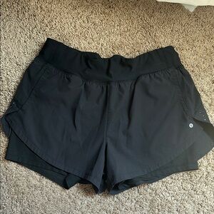 Black Athletic Shorts with Double-Layer Design
